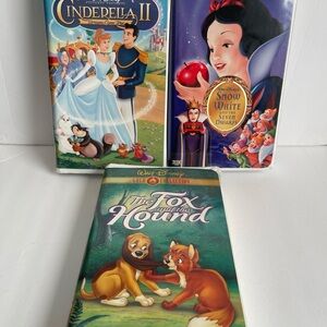 Walt Disney Movies Set Of 3 Movies The Fox And The Hound Snow White Cinderella 2